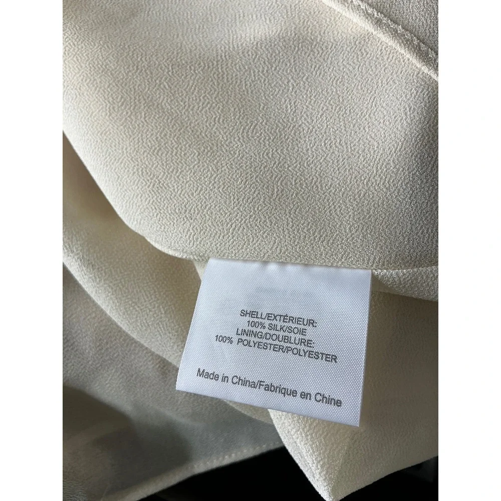 Tory Burch Silk Blouse Sz 4 Ivory Sheer V Neck Minimalist Quiet Luxury Preowned